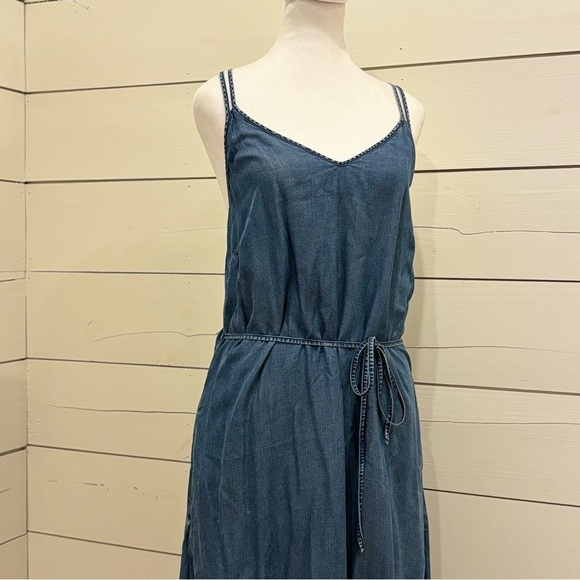 GAP Maxi Dress Blue Chambray with Pockets Size Small - Picture 3 of 12